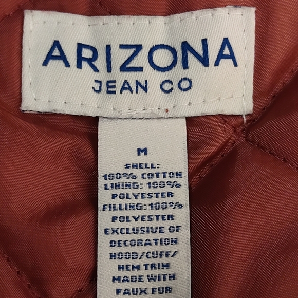 Arizona Jean Co Jacket Women's Pink White Sherpa Lined Hooded Coat Size Medium - Picture 8 of 8